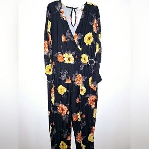 NWTPlanet Gold"Jump into Florals" Plus-size comfort wear jumpsuit. FreeBonus Bag